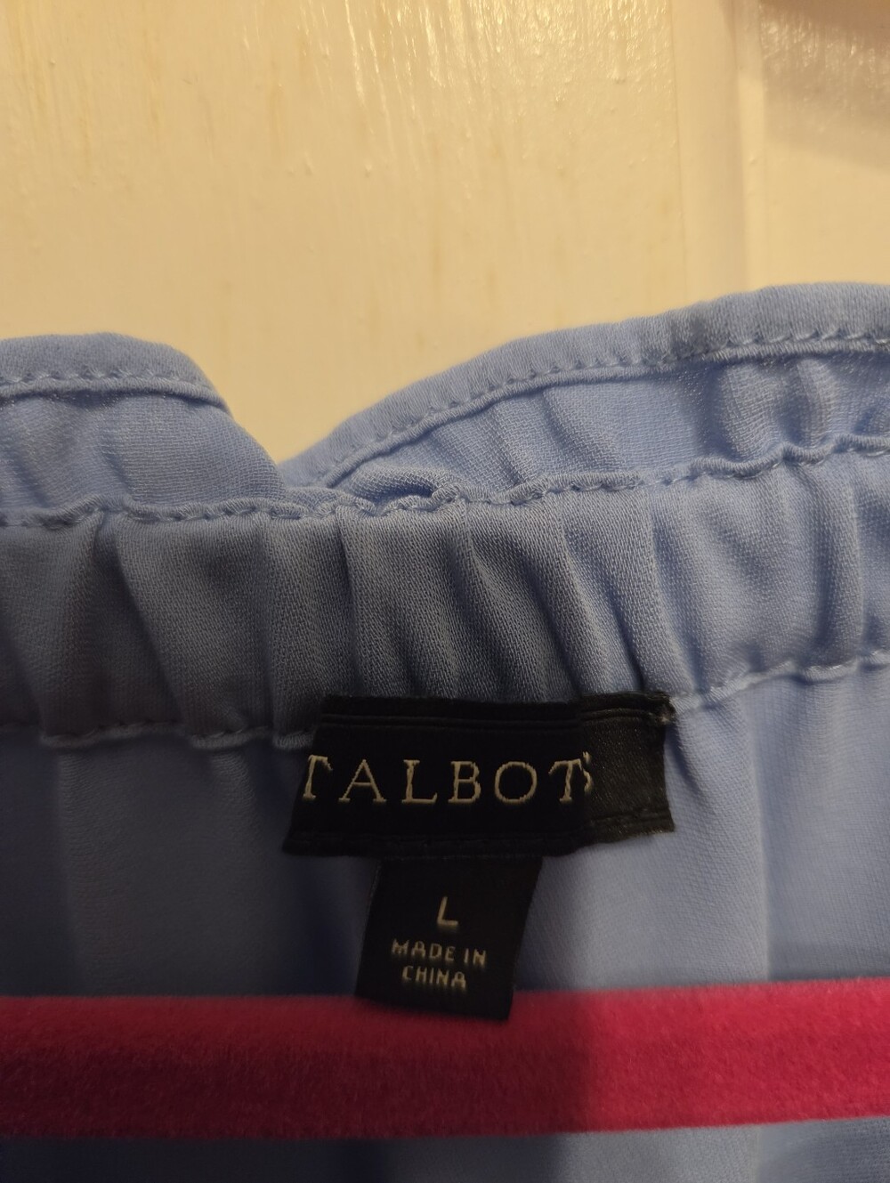 Talbots Light Blue Off-Shoulder Ruffle Cuff Blouse - Picture 2 of 3